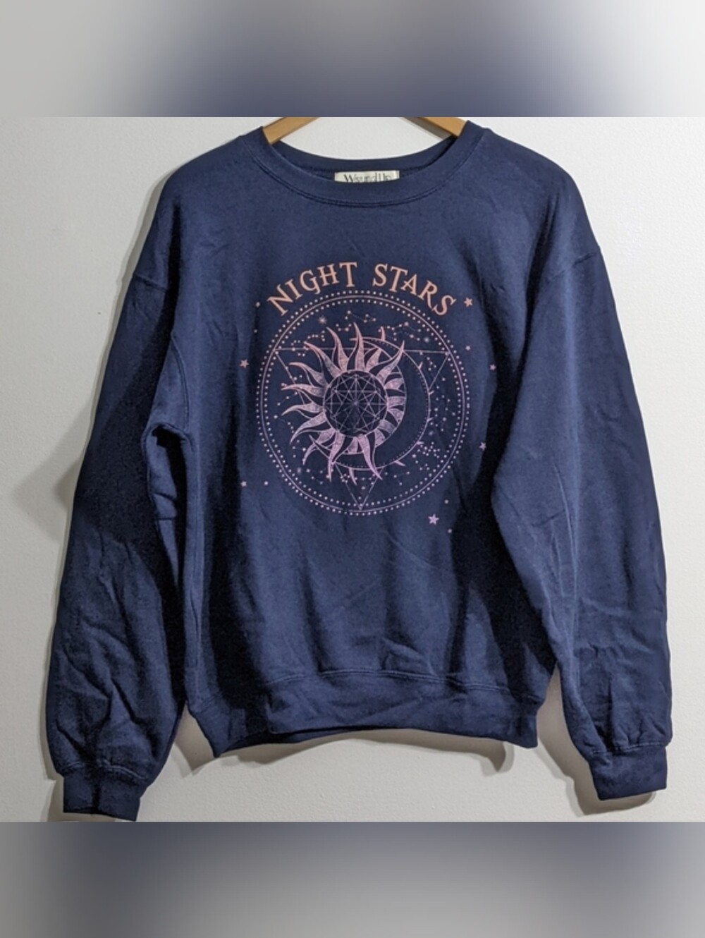 Blue Night Stars Boyfriend Oversized Sweatshirt, Size Medium, New